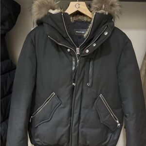 Mackage Black Puffer Jacket with Fur Trim